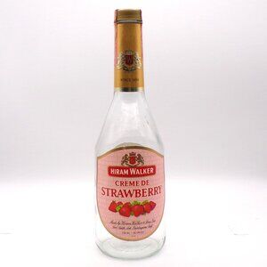 Vintage 1970s Hiram Walker Creme de Strawberry Bottle
